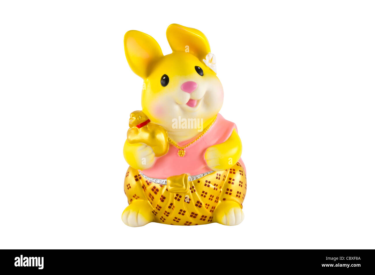 rabbit savings bank on a white background Stock Photo - Alamy