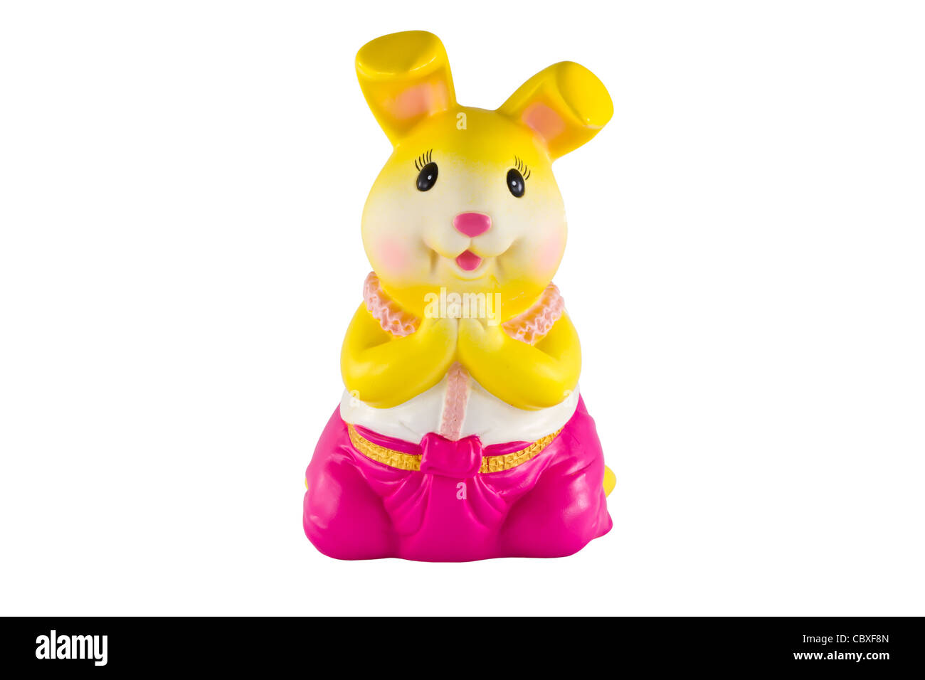 rabbit savings bank on a white background Stock Photo - Alamy