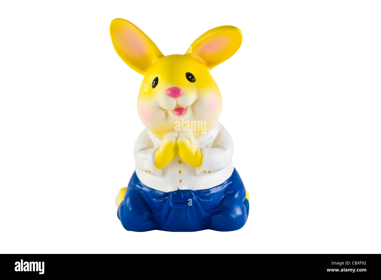rabbit savings bank on a white background Stock Photo - Alamy
