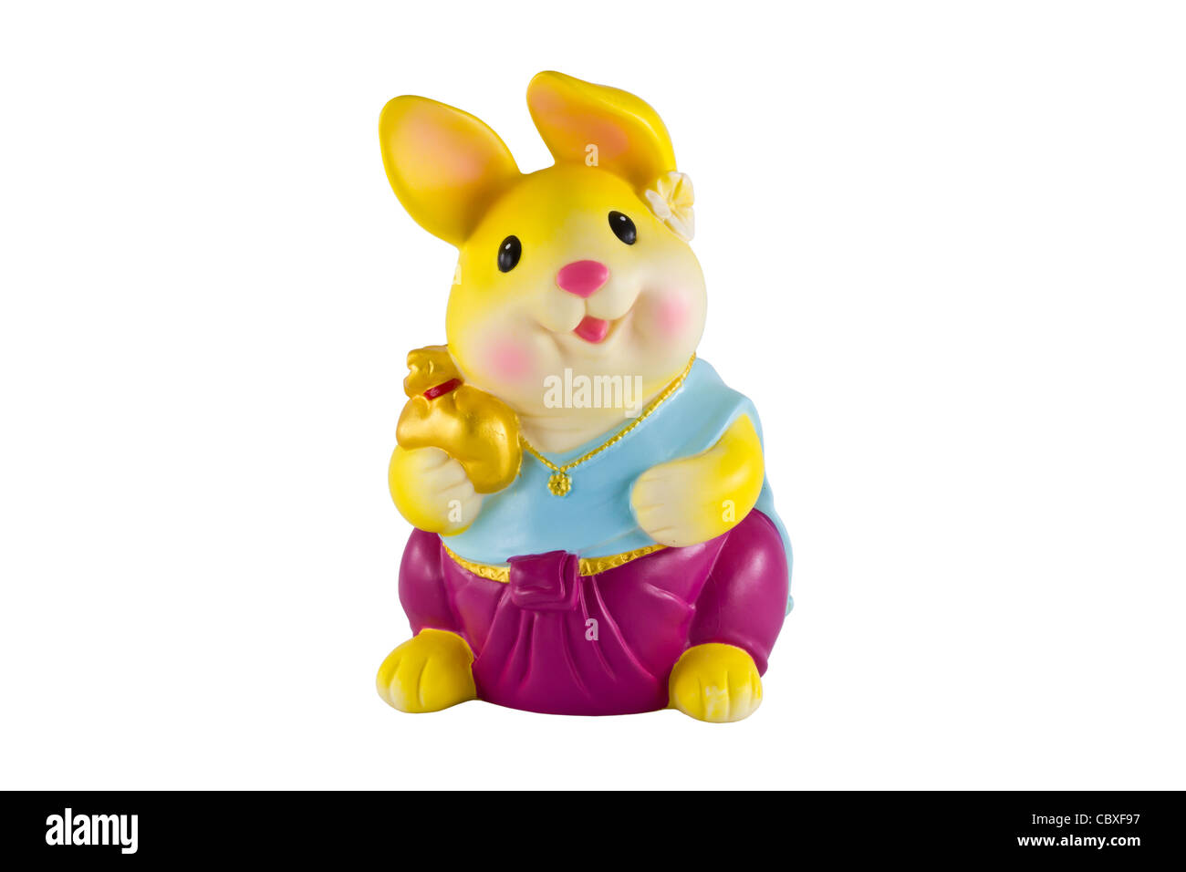 rabbit savings bank on a white background Stock Photo - Alamy