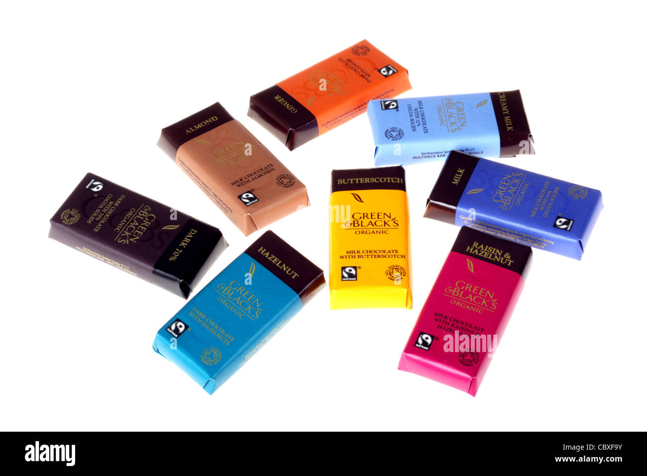 Green and blacks chocolate bars stock photo alamy