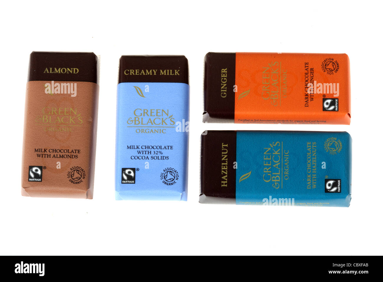Green and blacks chocolate bars stock photo alamy