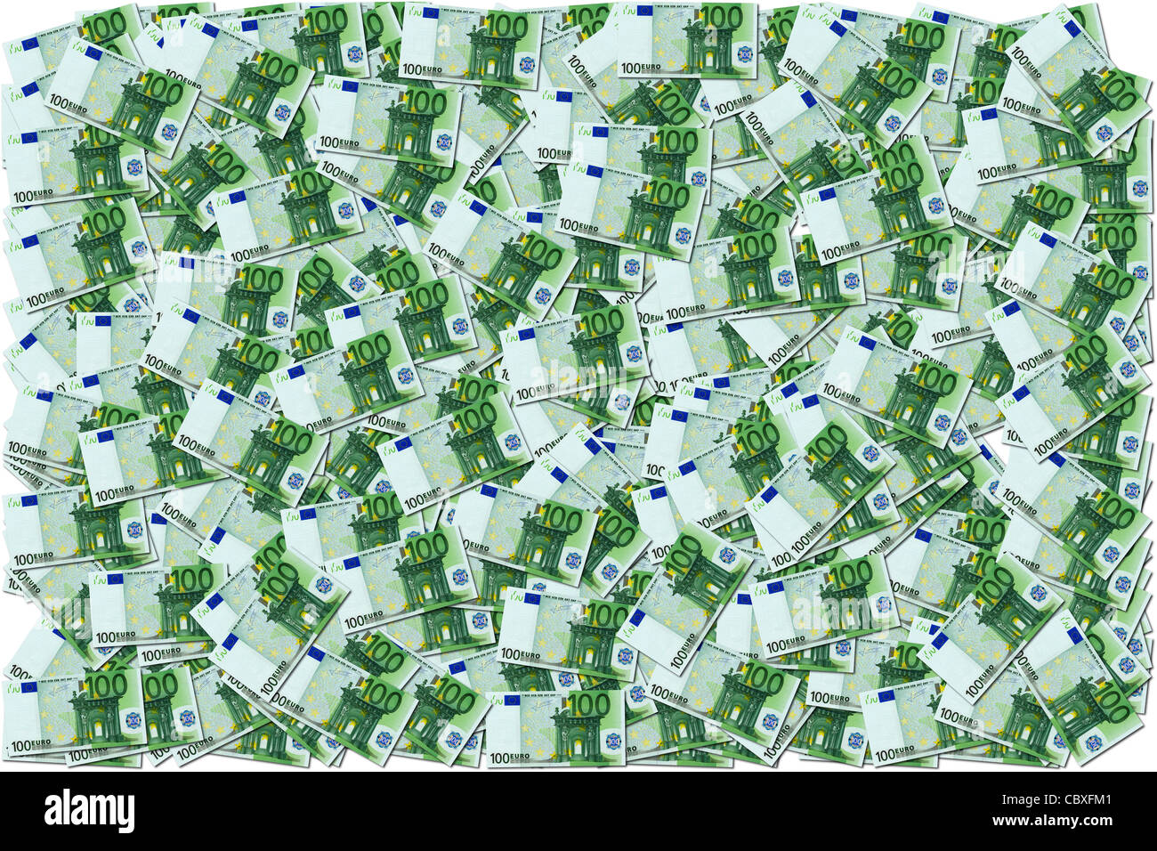 Three hundreds banknotes of € 100. 300 billets de banque de 100 euros. Stock Photo