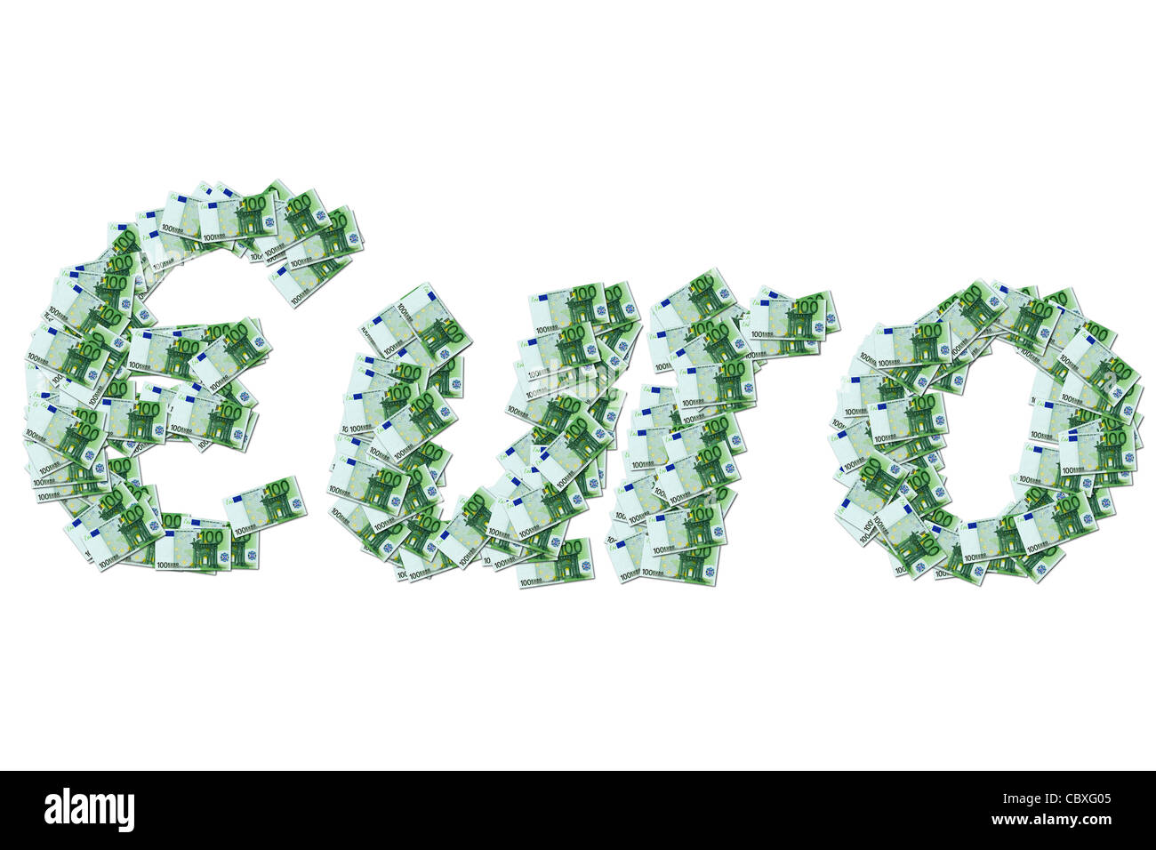 The Euro symbol made with banknotes of € 100. Symbole € composé à