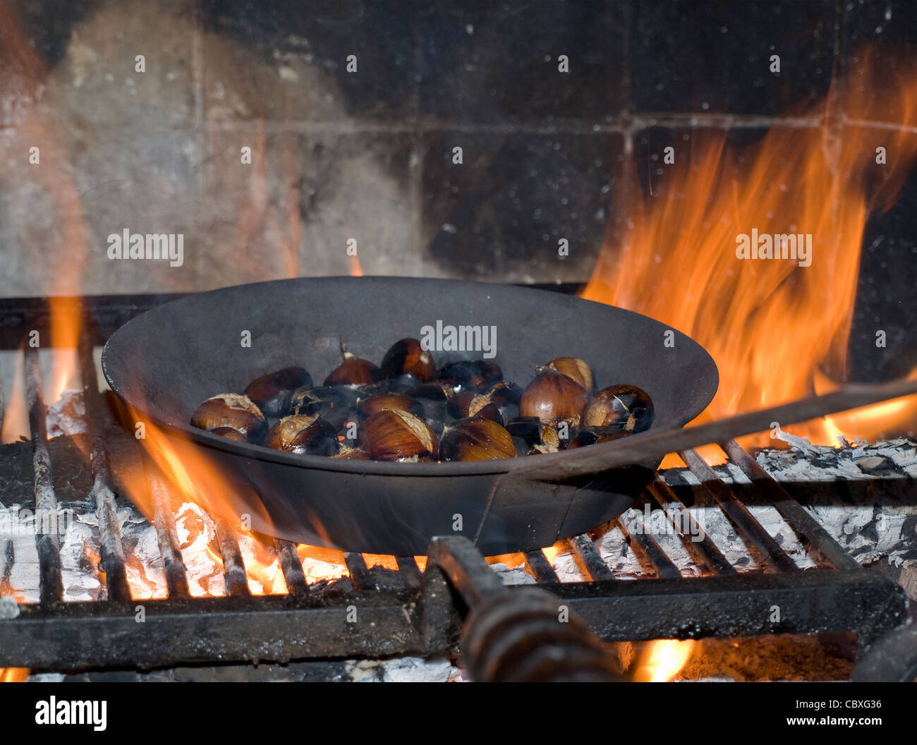 Roasted Chestnuts In The Fireplace Stock Photo 41765338 Alamy