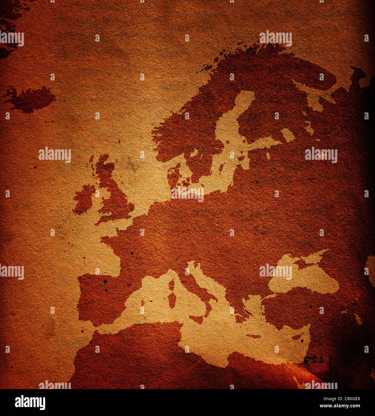 Old and dirty grunge Europe map, paper texture used as background Stock Photo