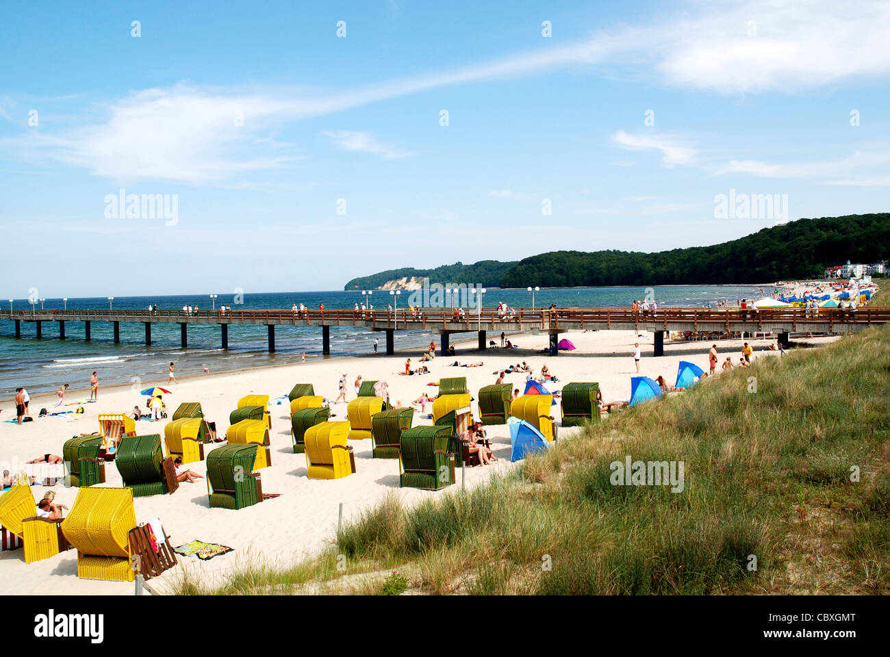 Beach at the Baltic Sea in Binz on the Island Ruegen. Stock Photo