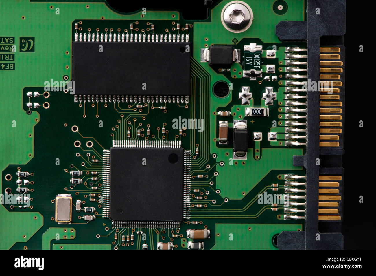 Circuit board with chips from hard drive Stock Photo Alamy