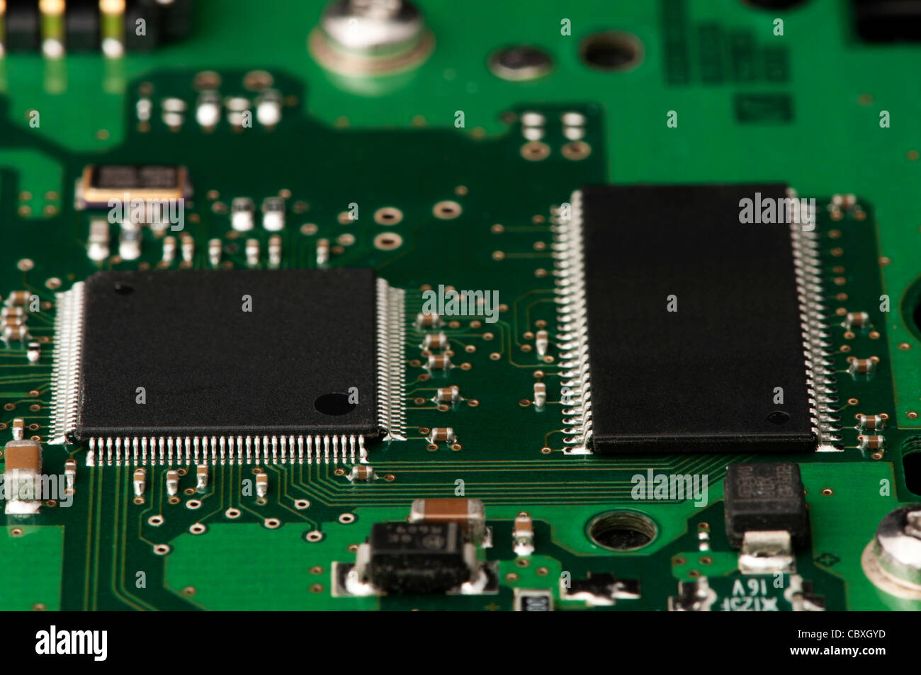 Circuit board with chips from hard drive Stock Photo - Alamy