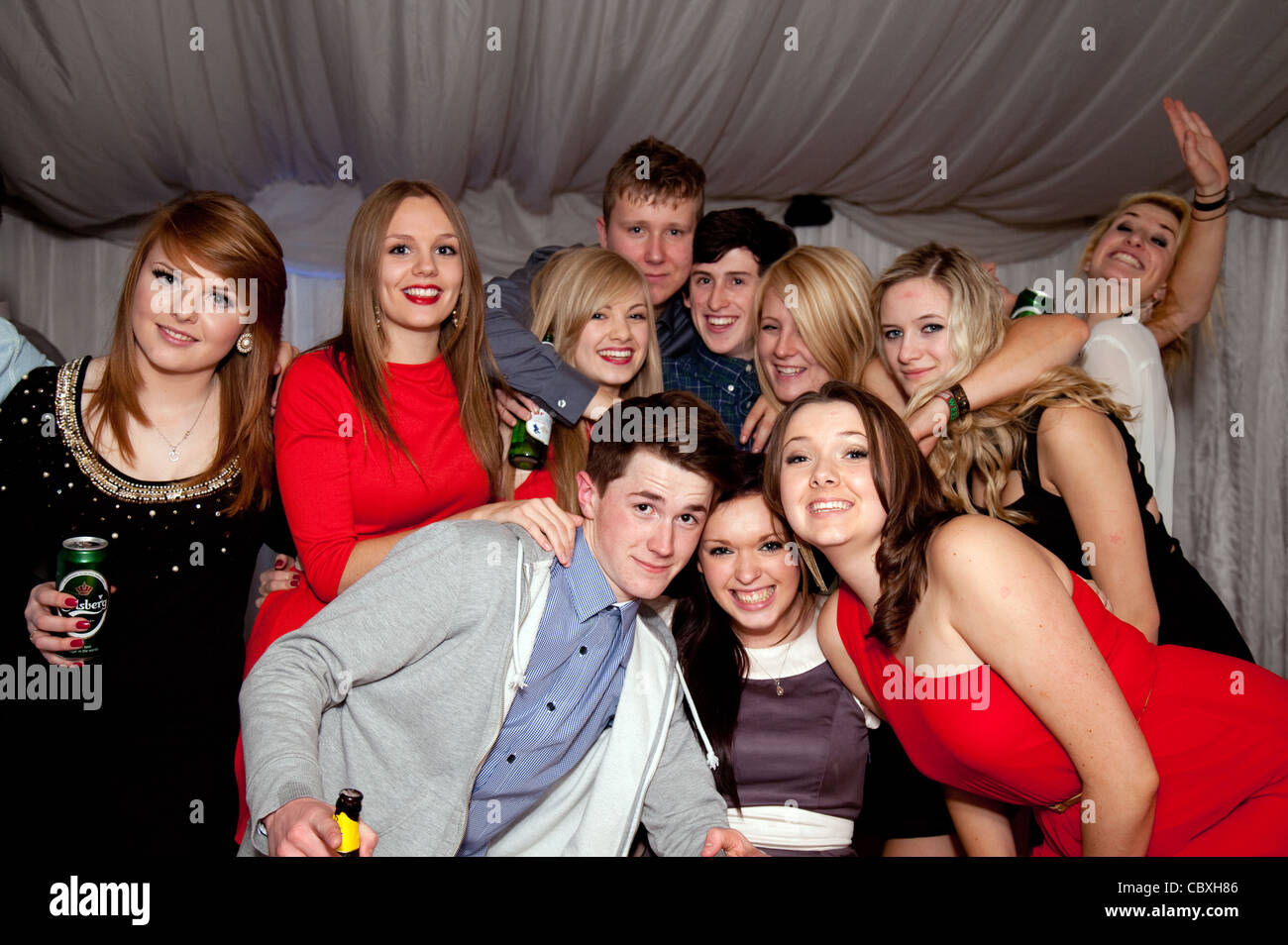 A large group of teenagers enjoying themselves at a teen party, UK Stock Photo