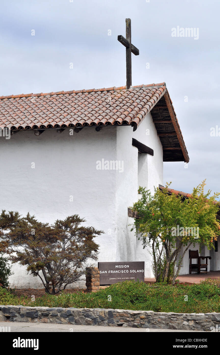 The Spanish Mission church of San Francisco Solona in Sonoma, California,USA. Stock Photo