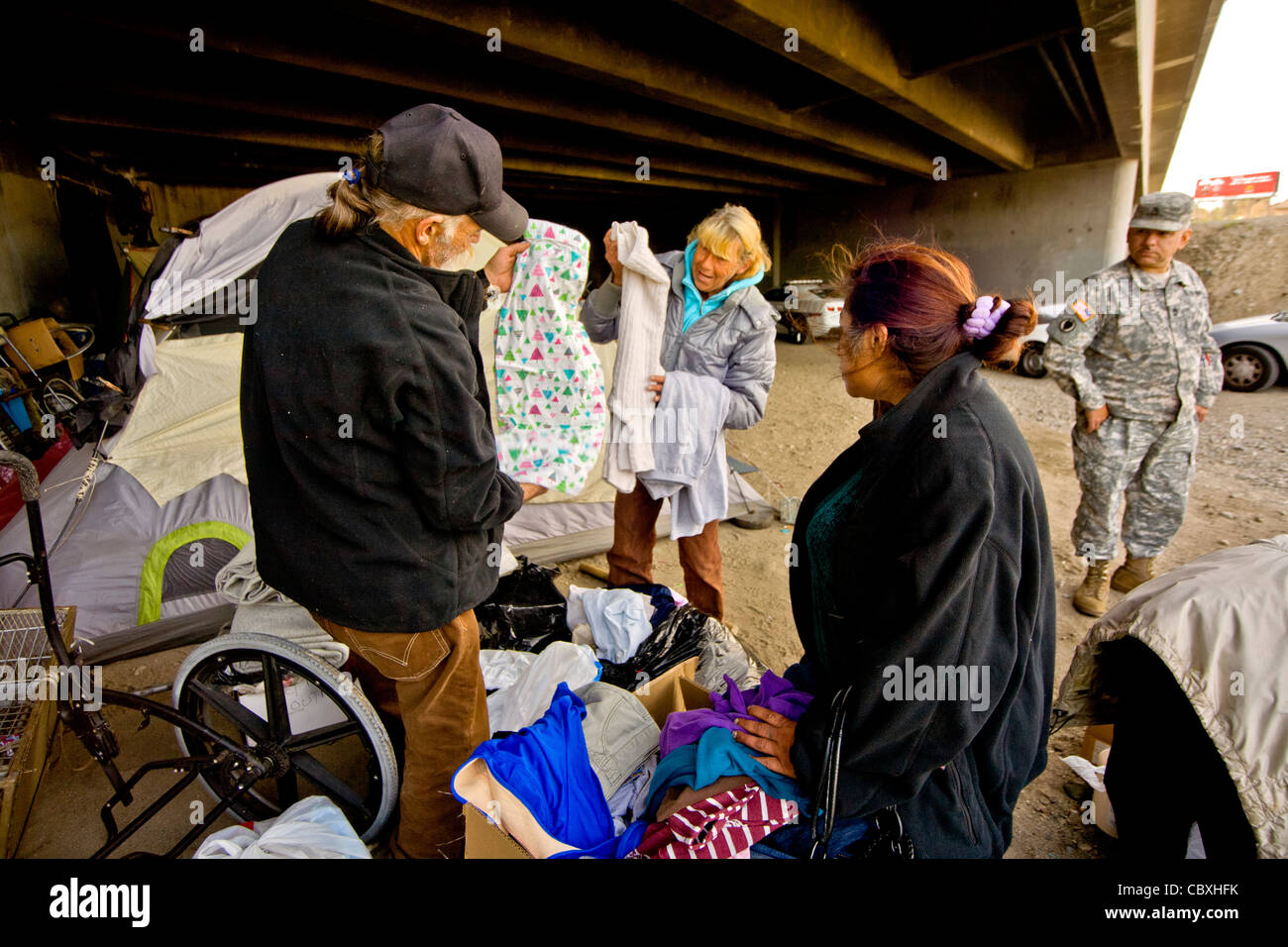 Homeless military veterans live under a Southern California bridge in