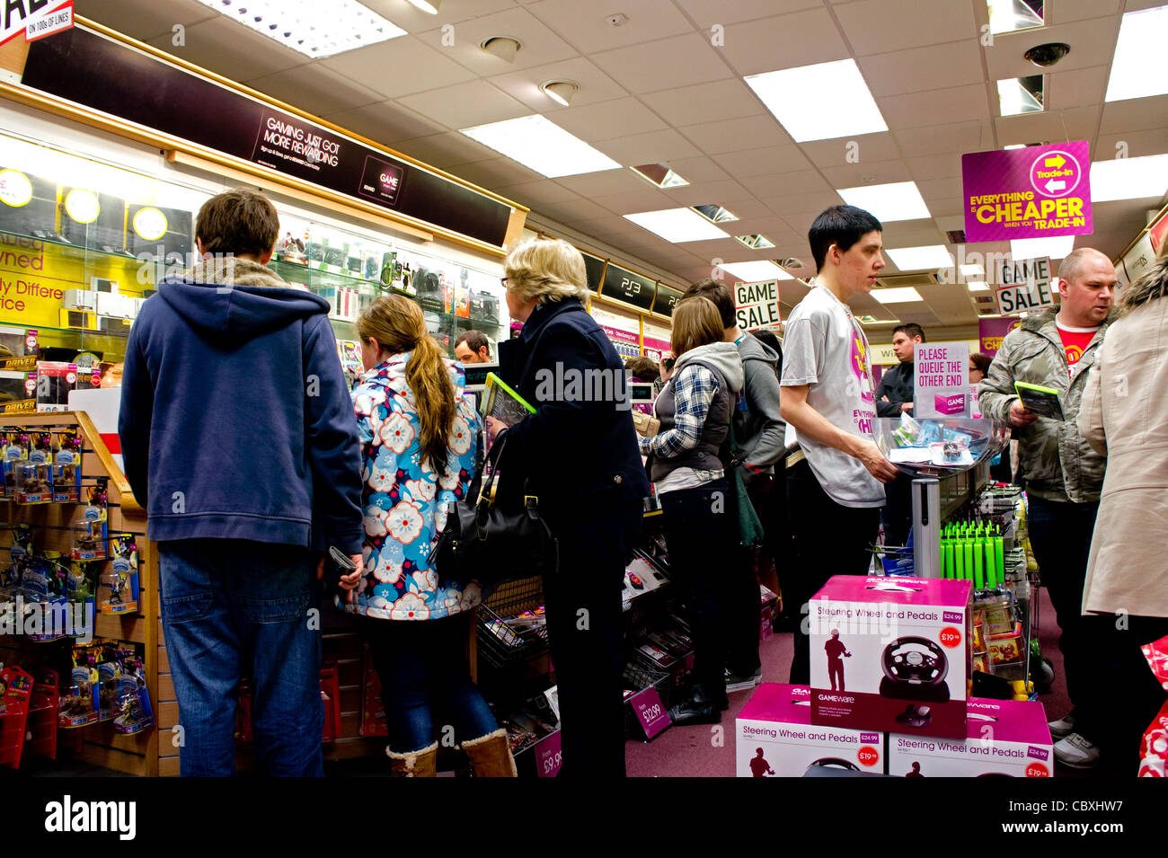 A busy ' game ' store in Truro, UK Stock Photo