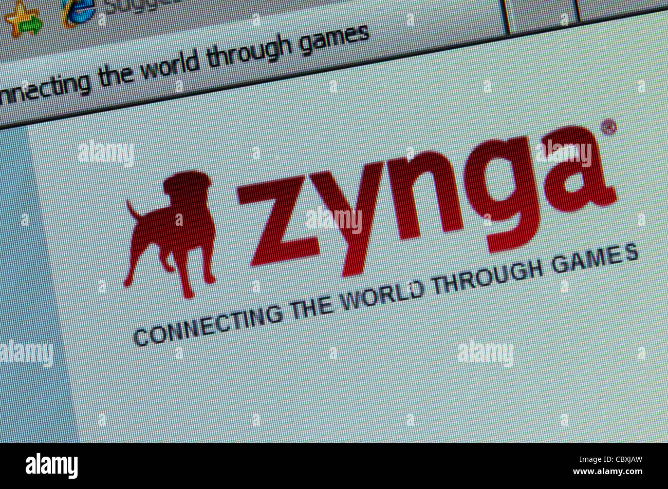 An enlarged portion of the Zynga social network gaming web site. Stock Photo