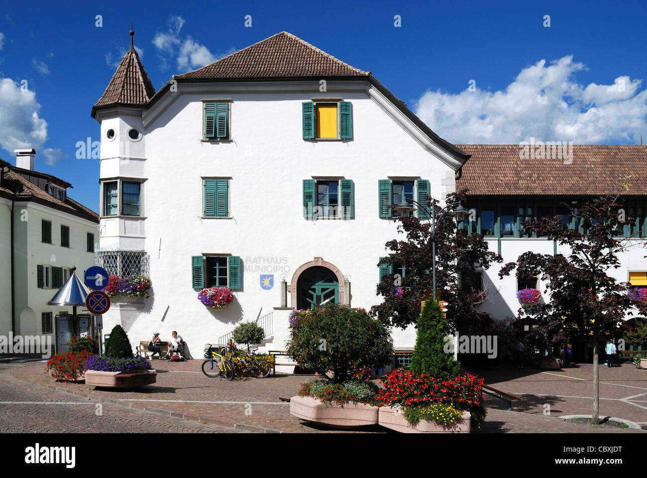 City hall of the municipality of Eppan at the South Tyrolean wine route. Stock Photo