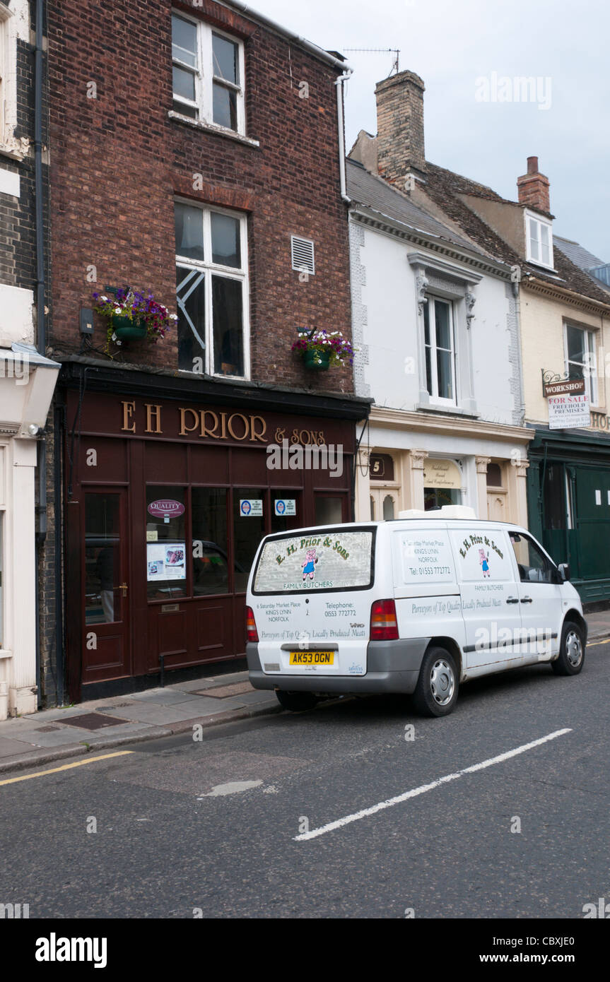 E H Prior butcher's shop in King's Lynn is to close after 81 years. Stock Photo