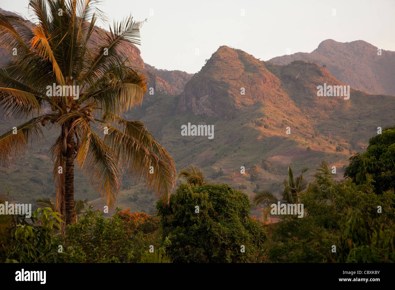 The Uluguru Mountains rise above Morogoro, Tanzania, East Africa. Stock Photo