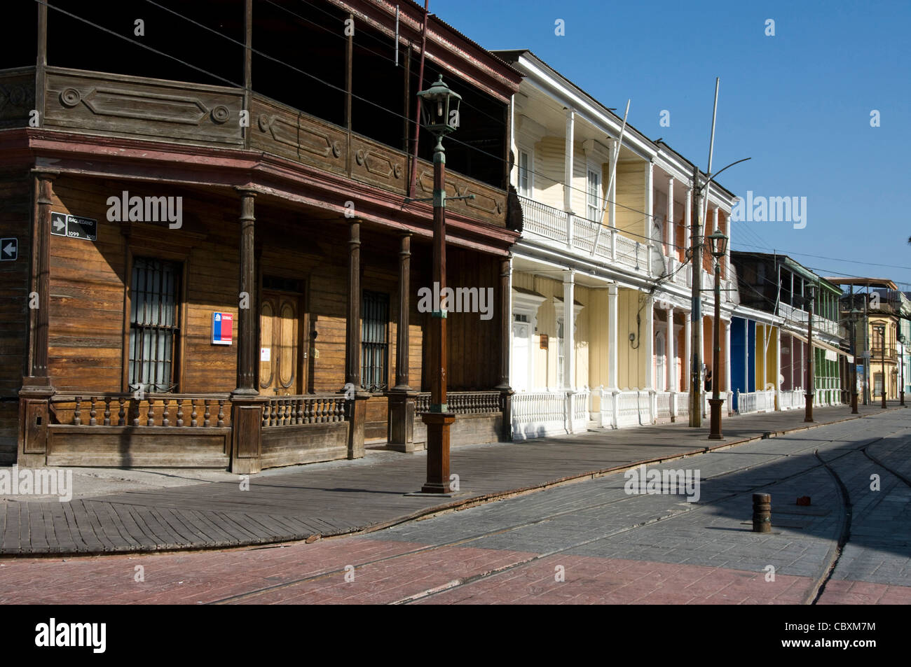 Chile. Iquique city. Baquedano street. Traditional houses Stock Photo