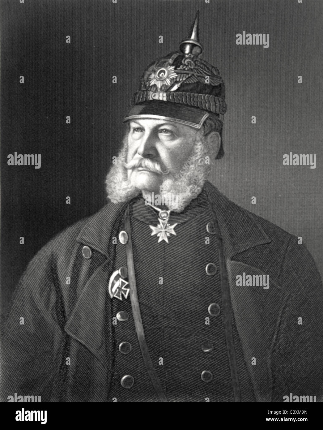 Portrait of William I of Germany & Prussia, Wilhelm Friedrich Ludwig (1797-1888) Emperor of Germany (1871-88) & King of Prussia (1861-88). Vintage Illustration or Engraving Stock Photo