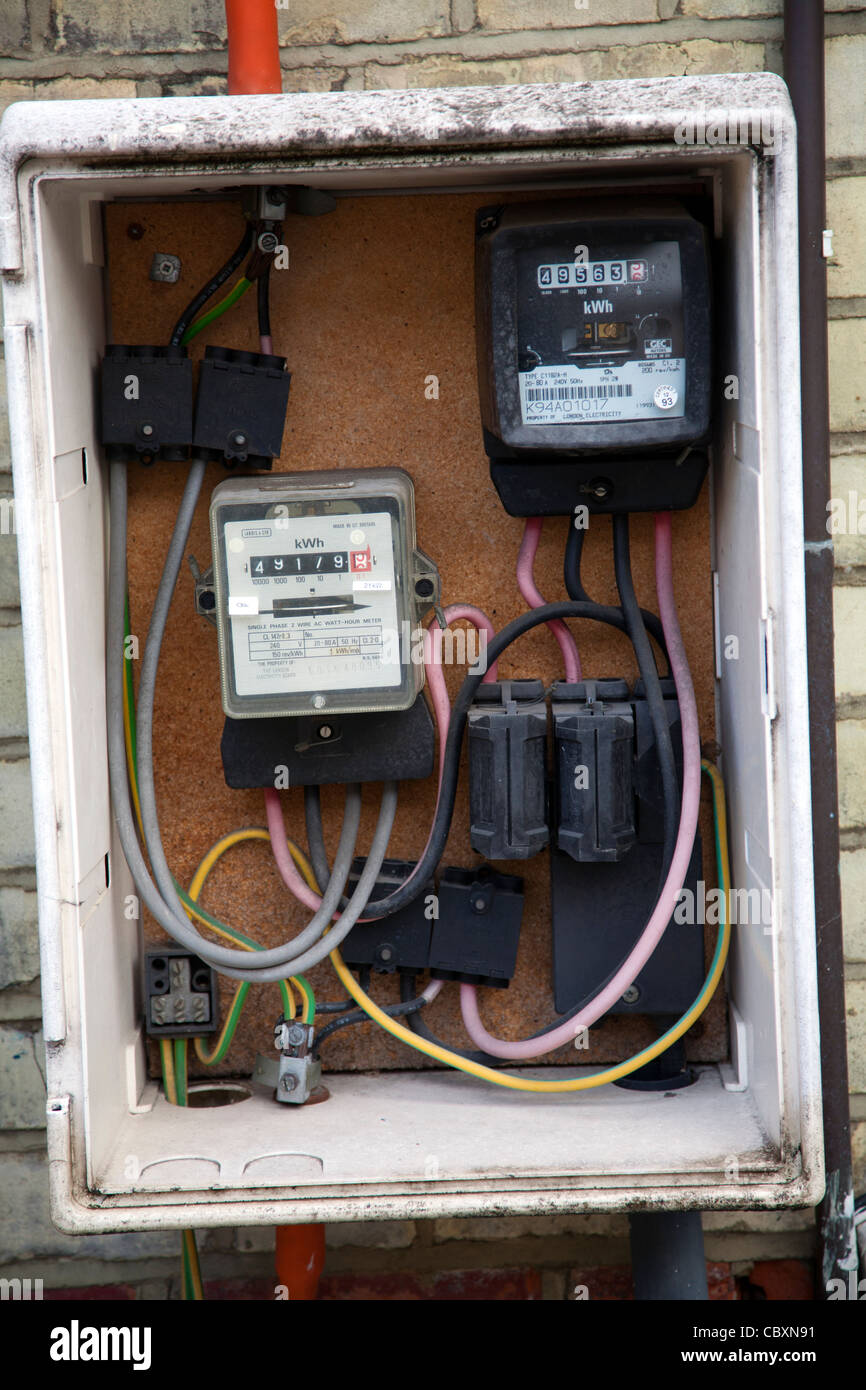 Open Electricity Meter Box Stock Photo