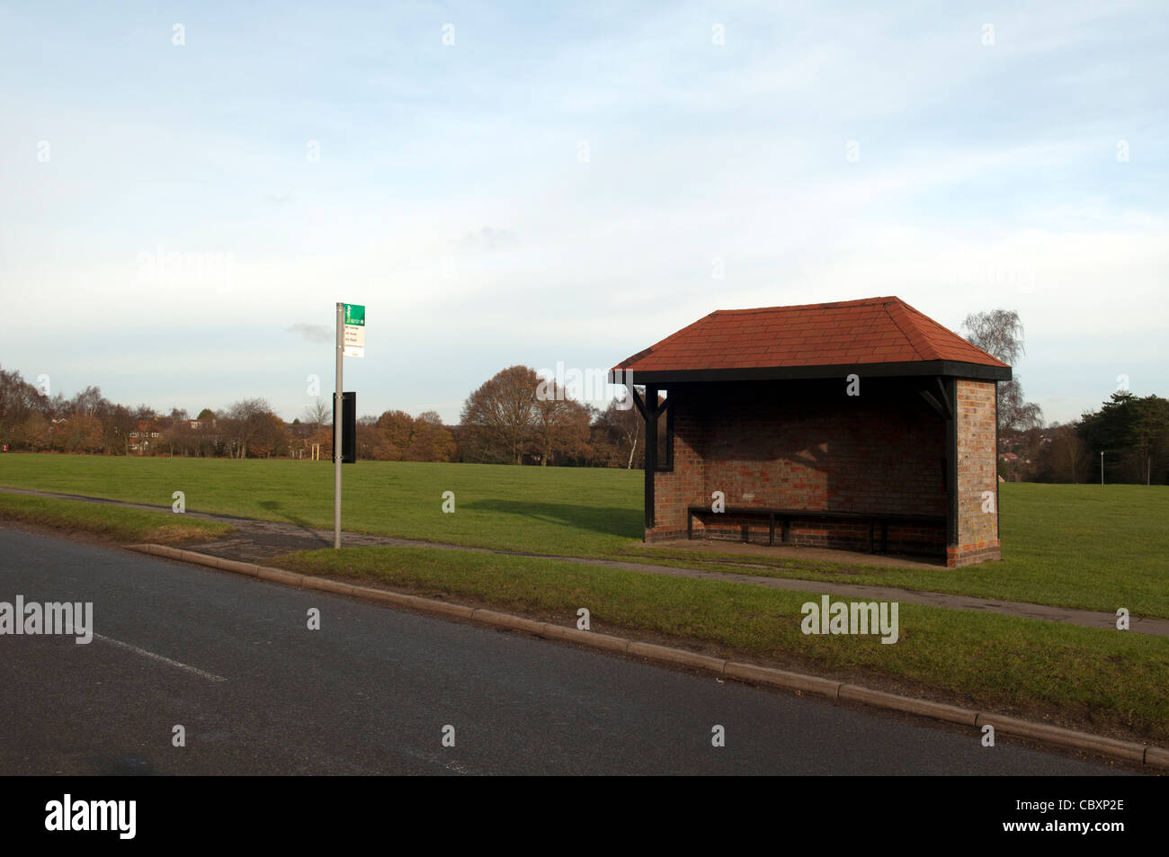 Brick built shelter by a bus stop on Gold Hill common Chalfont St Peter