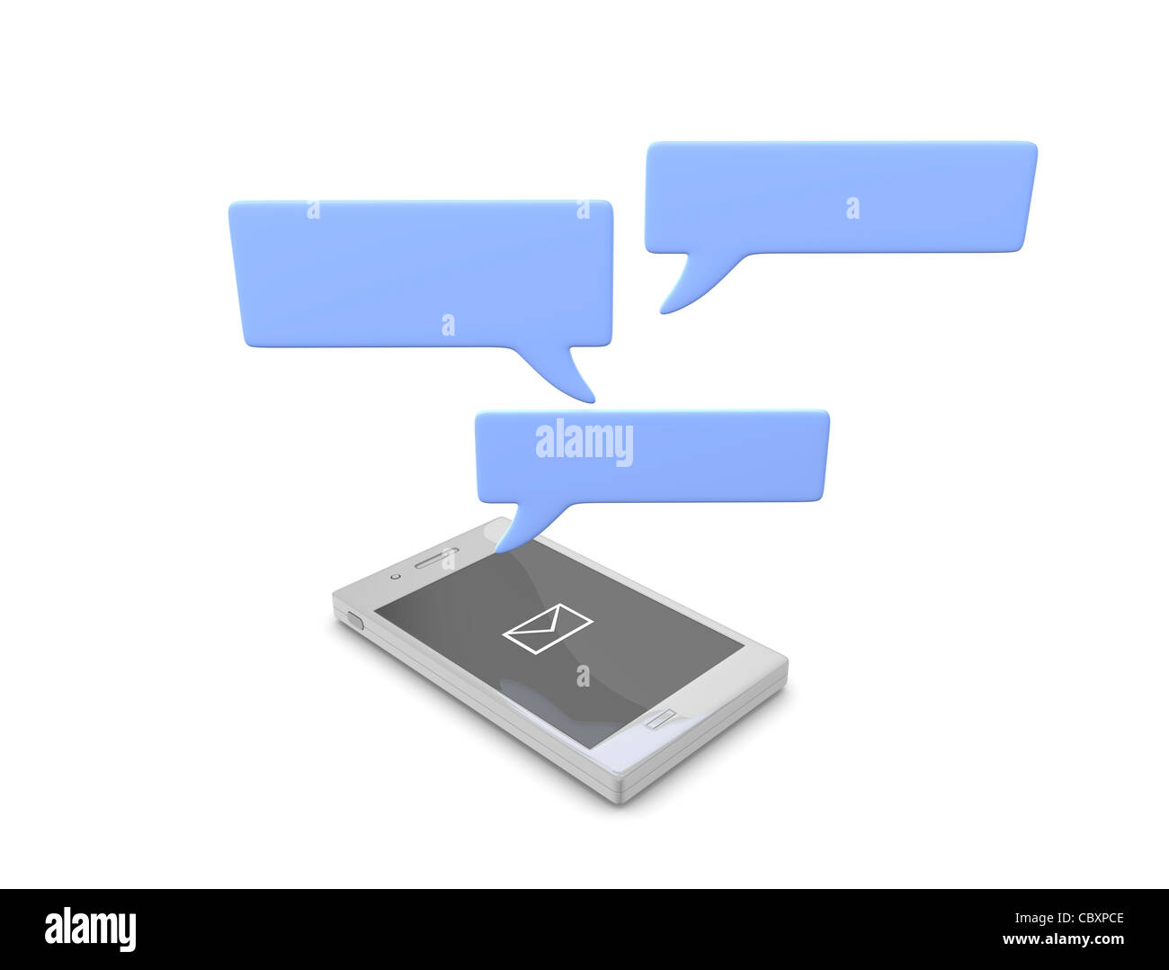 3d rendering, conceptual Smartphone chat, isolated on white Stock Photo ...