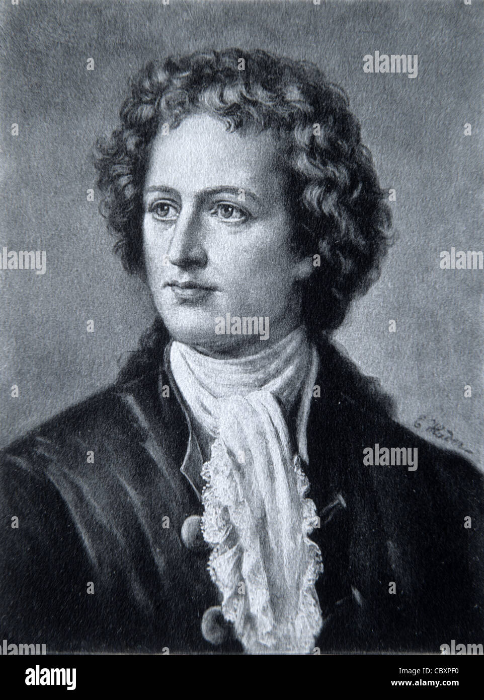 Portrait of Goethe, Johann Wolfgang von Goethe (1749-1832) German Poet, Novelist and Scientist. Vintage Illustration or Engraving Stock Photo