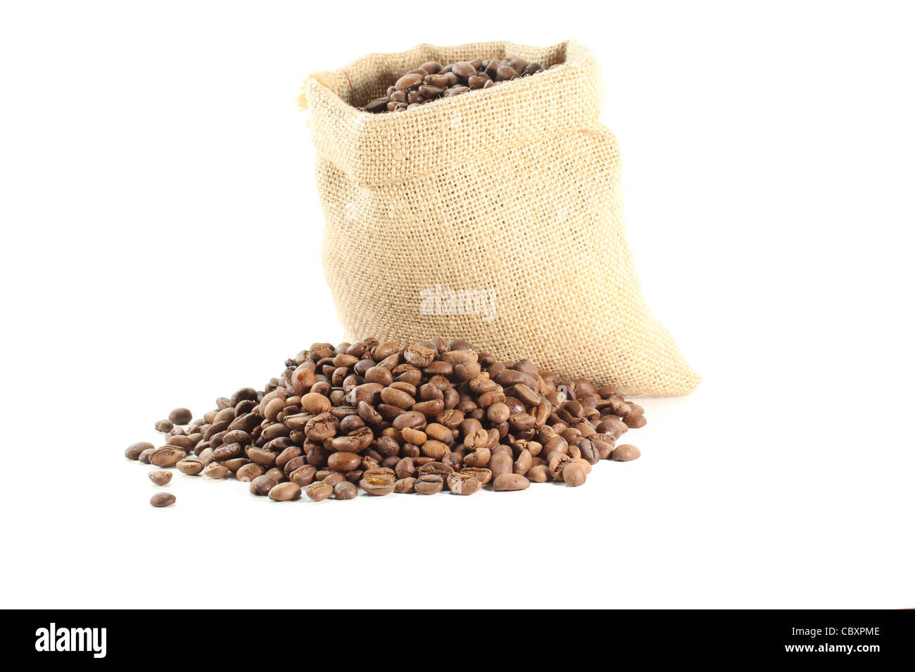 bag of coffee beans on white background Stock Photo - Alamy