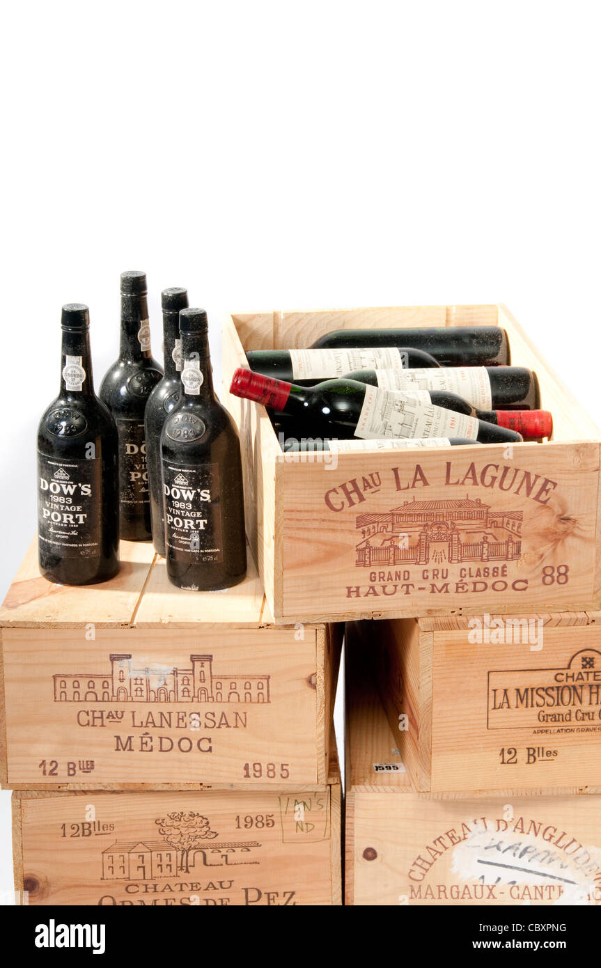 Boxes of old wine & port Stock Photo Alamy