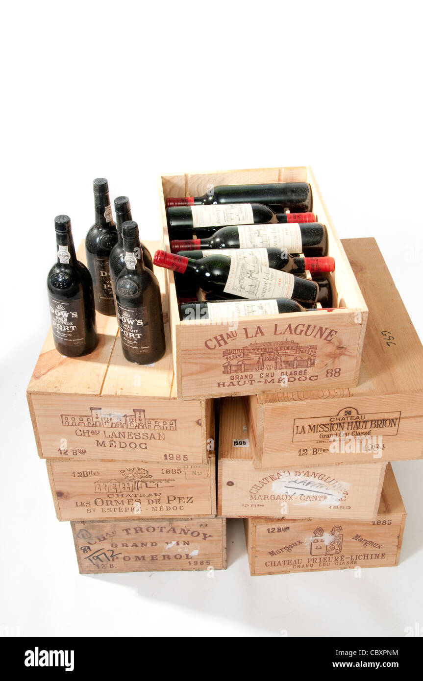 Boxes of Old Wine & Port Stock Photo Alamy