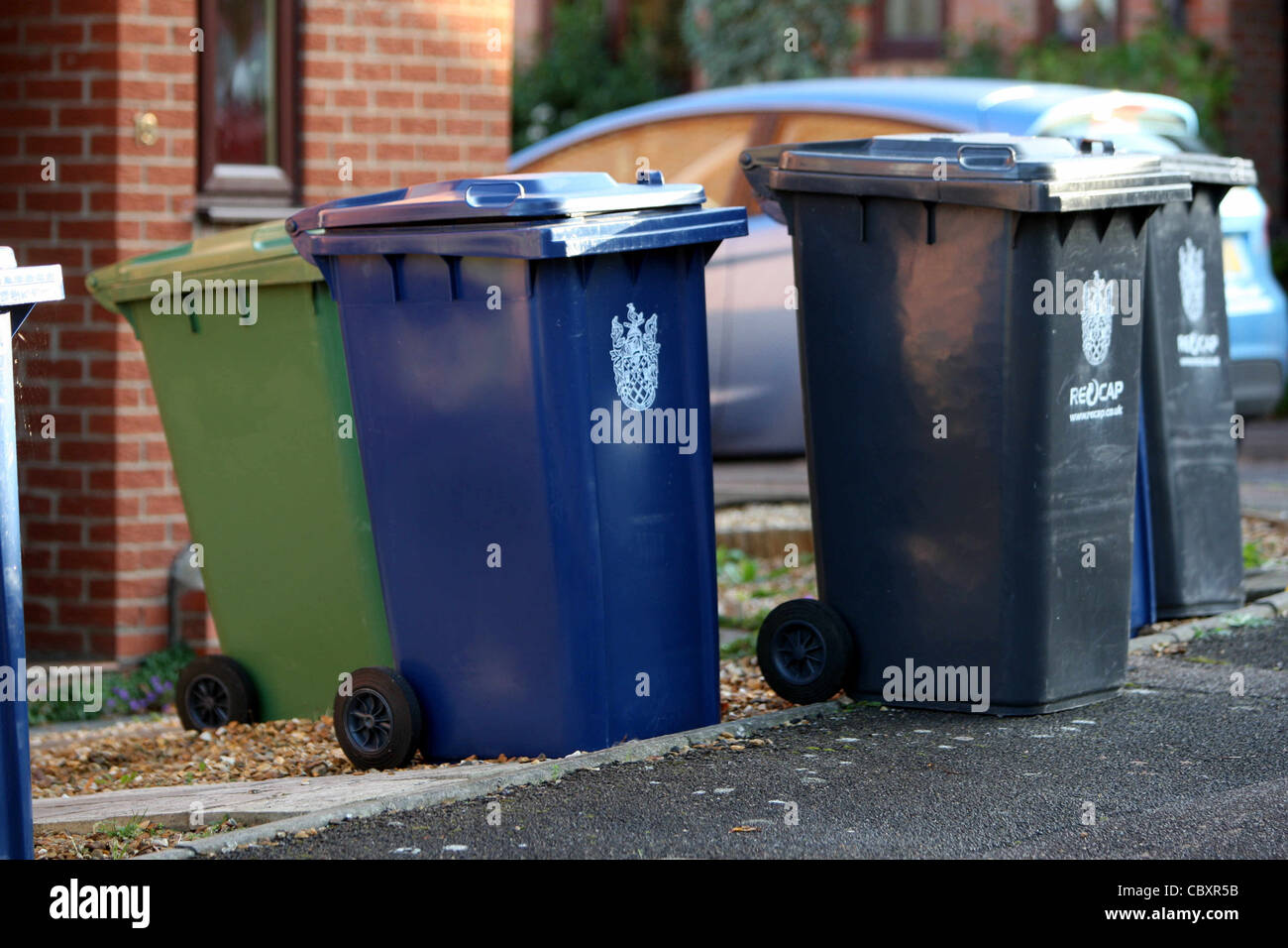 WHEELIE BINS OUTSIDE HOUSES Stock Photo Alamy