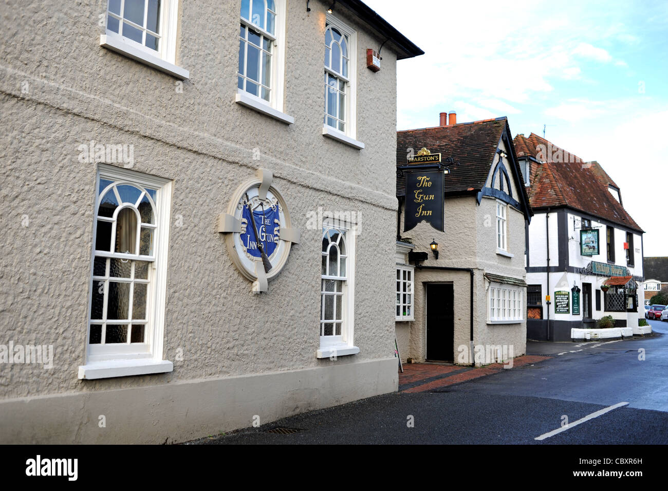 The famous Gun Inn pub at Findon village West Sussex UK Stock Photo
