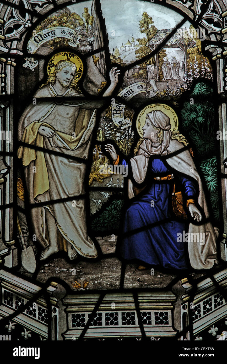 A stained glass window by the Kempe Studios depicting the Appearance to