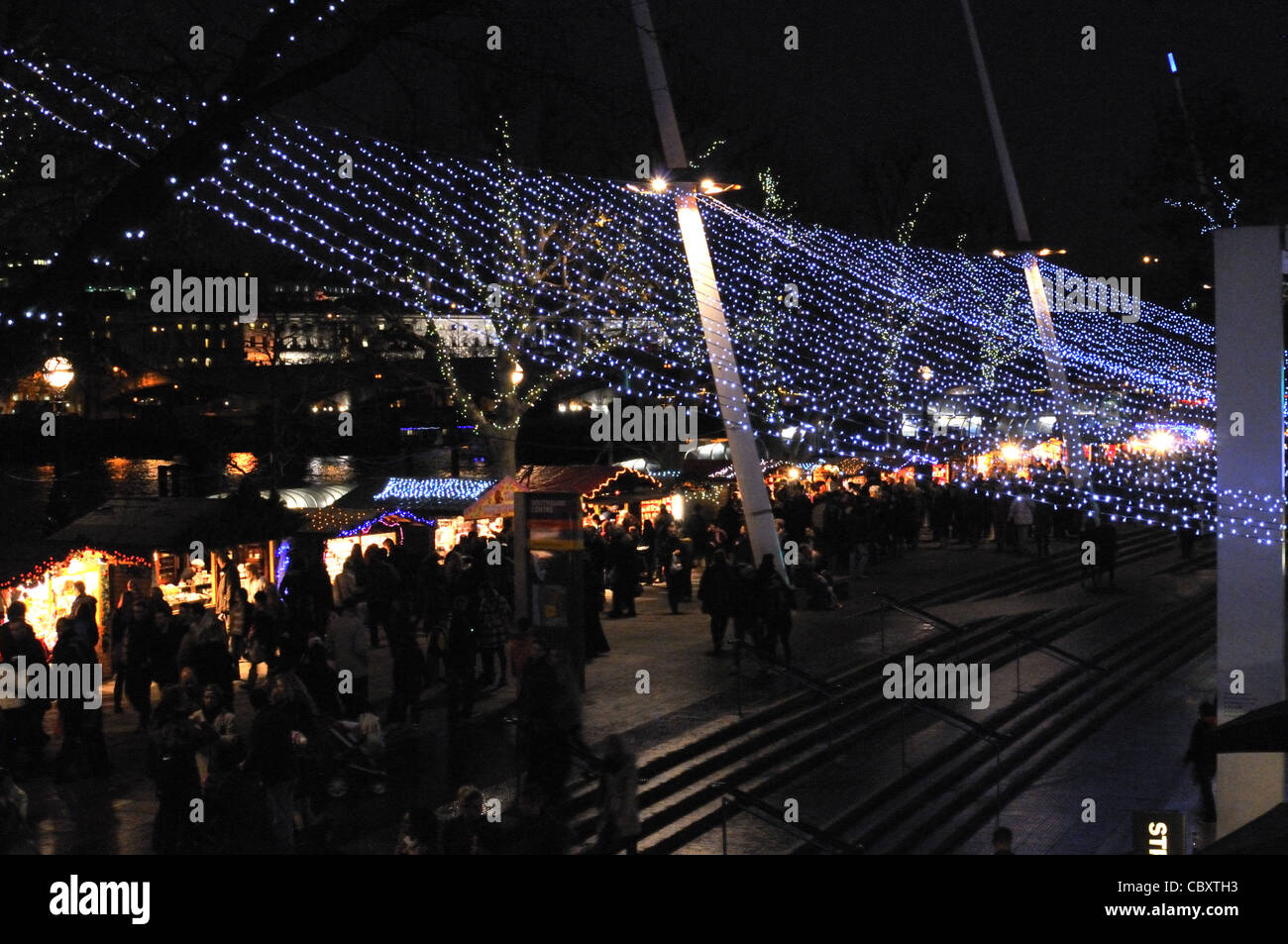 Southbank Centre Christmas markets and lights 2011, London. UK Stock