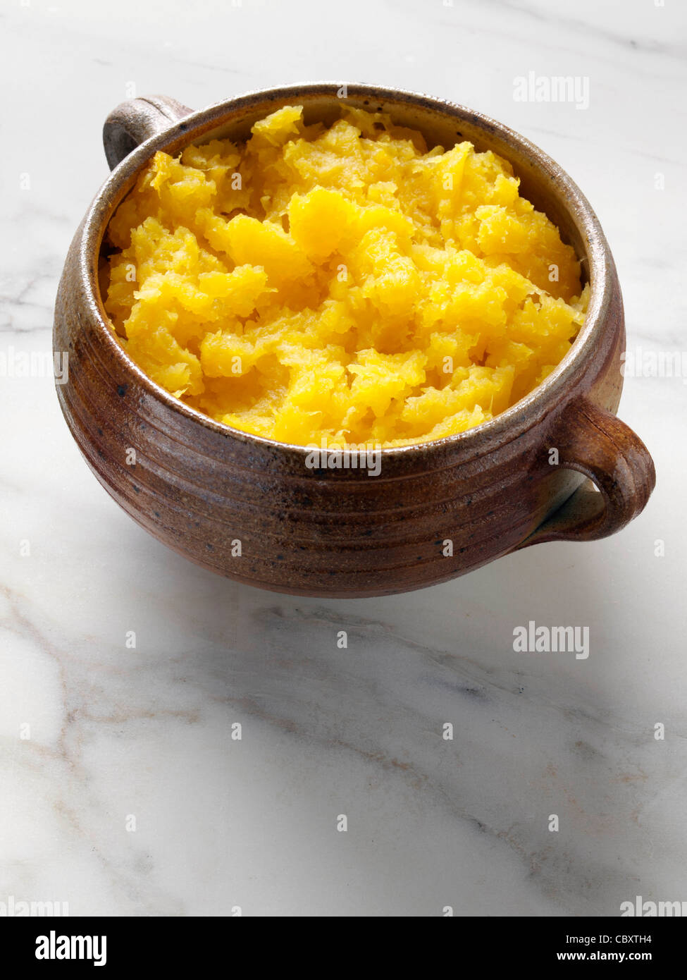 A bowl of steamed mashed swede Stock Photo