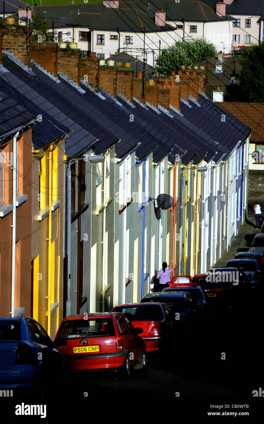 Terraced houses in the Bogside, Londonderry, Northern Ireland Stock