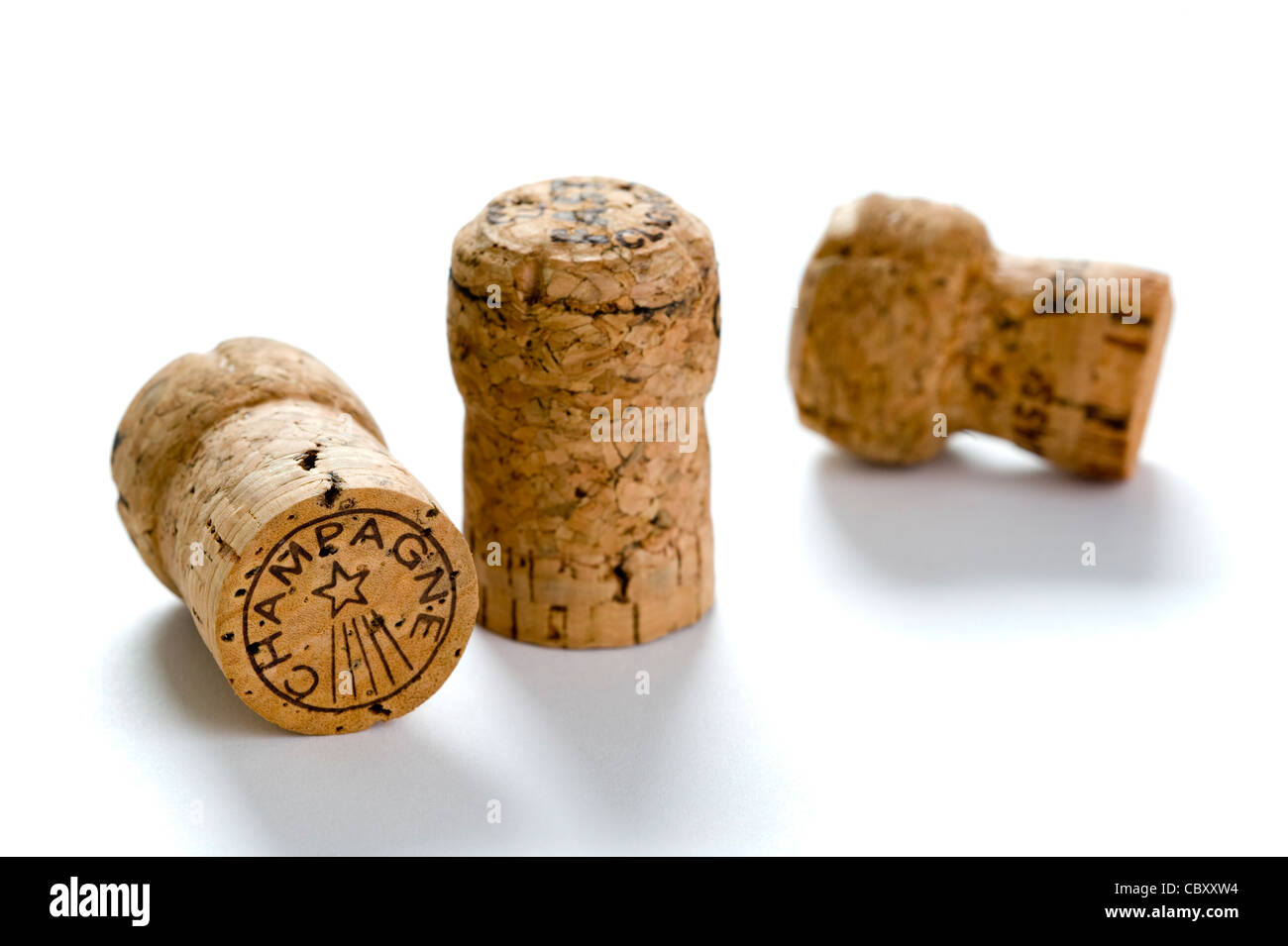 champagne corks isolated on a white background Stock Photo