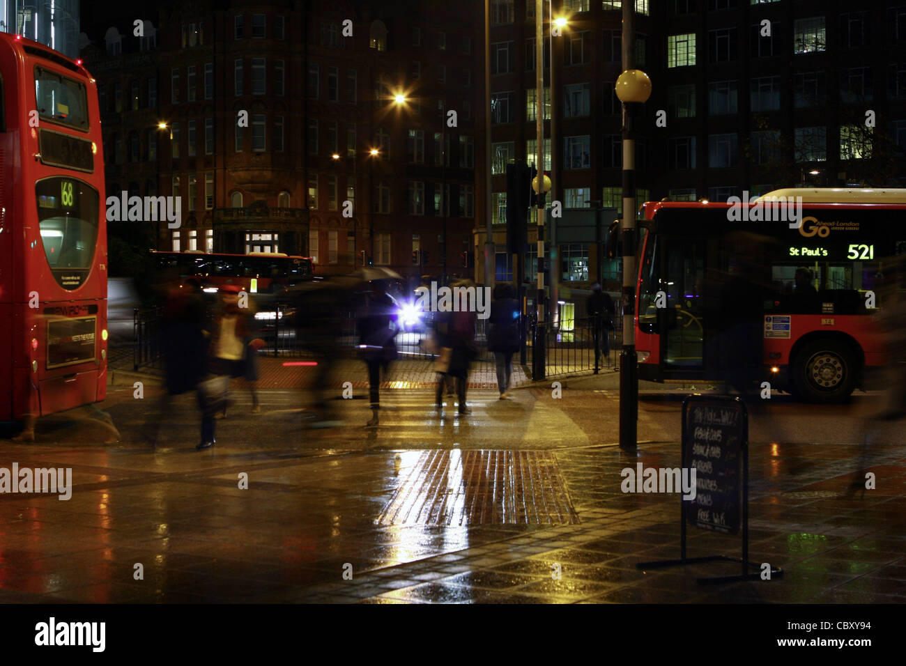 An evening shot at Tennison Way, Waterloo,  London showing people walking and traffic passing Stock Photo