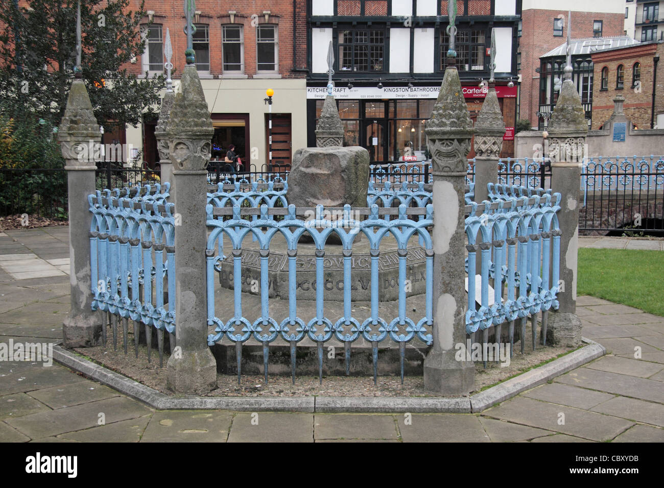 The Coronation Stone in Kingston Upon Thames, Surrey, UK Stock Photo