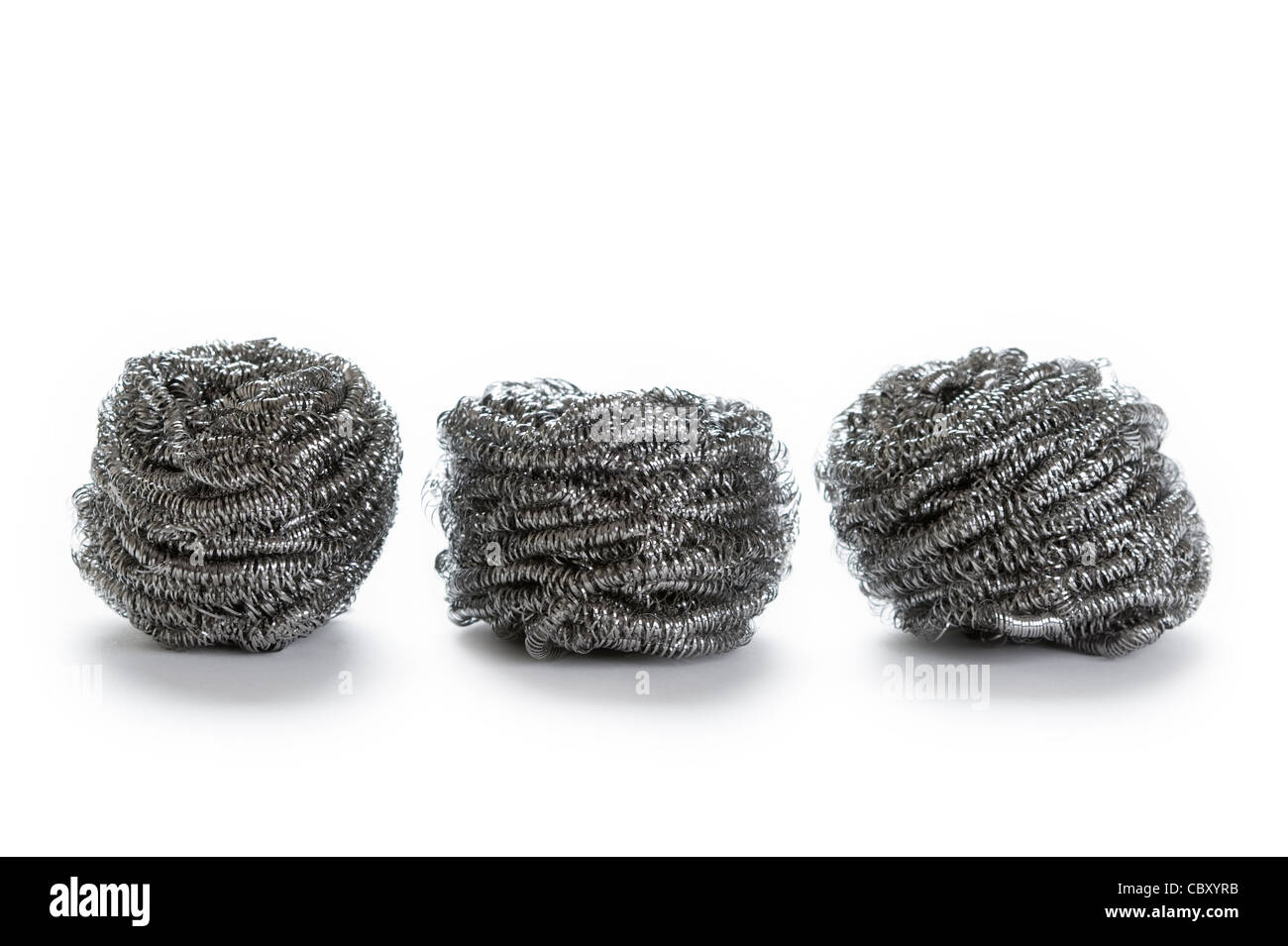 stainless steel scouring pads isolated on a white background Stock