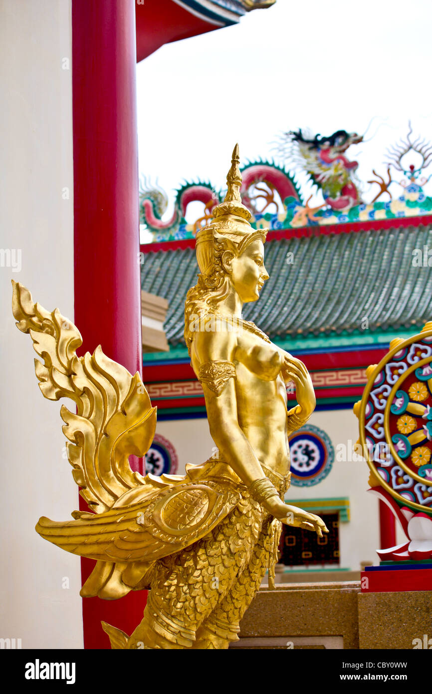 Ancient Ritual Using Bird Heads Mythical female bird with a human head in chinese temple in Chonburi ...