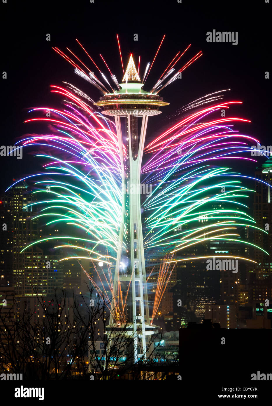 Seattle New Year's Eve Fireworks Stock Photo Alamy