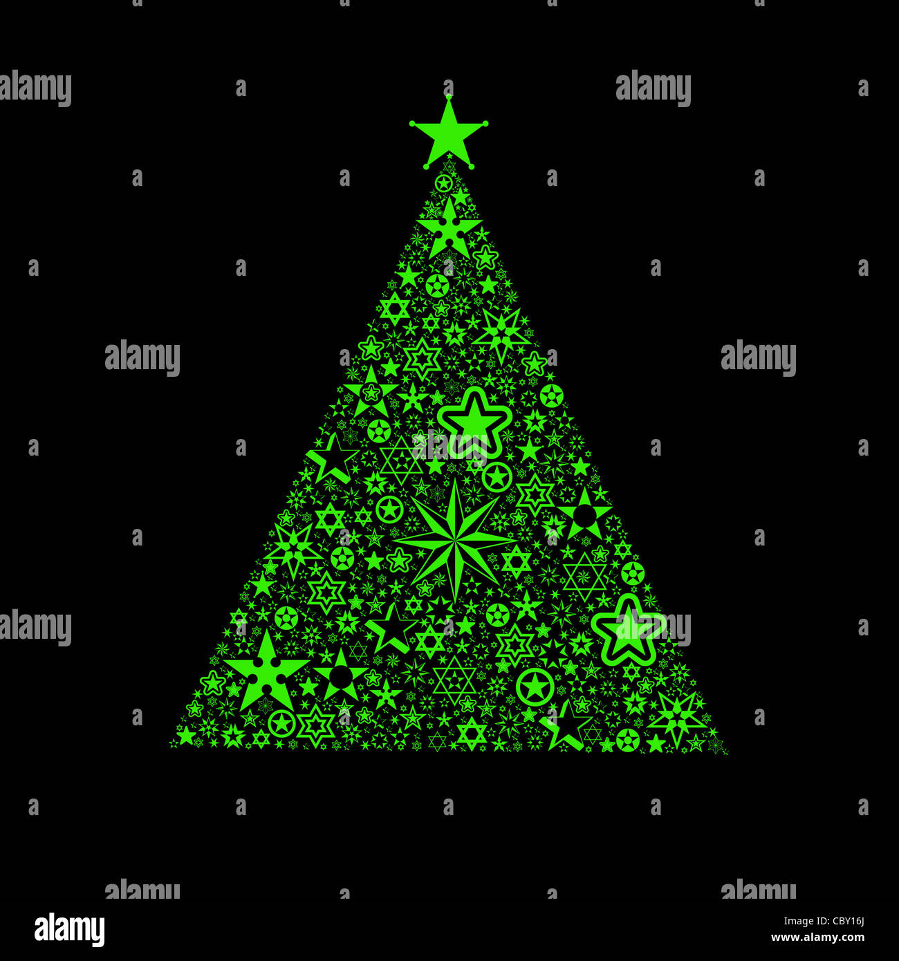 Beautiful christmas decoration of stars tree isolated on black Stock ...
