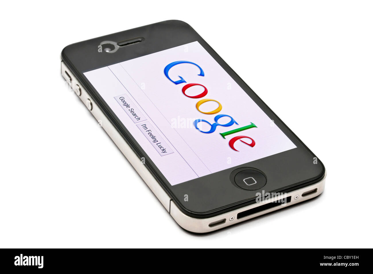 Google website display on iPhone 4s screen Stock Photo