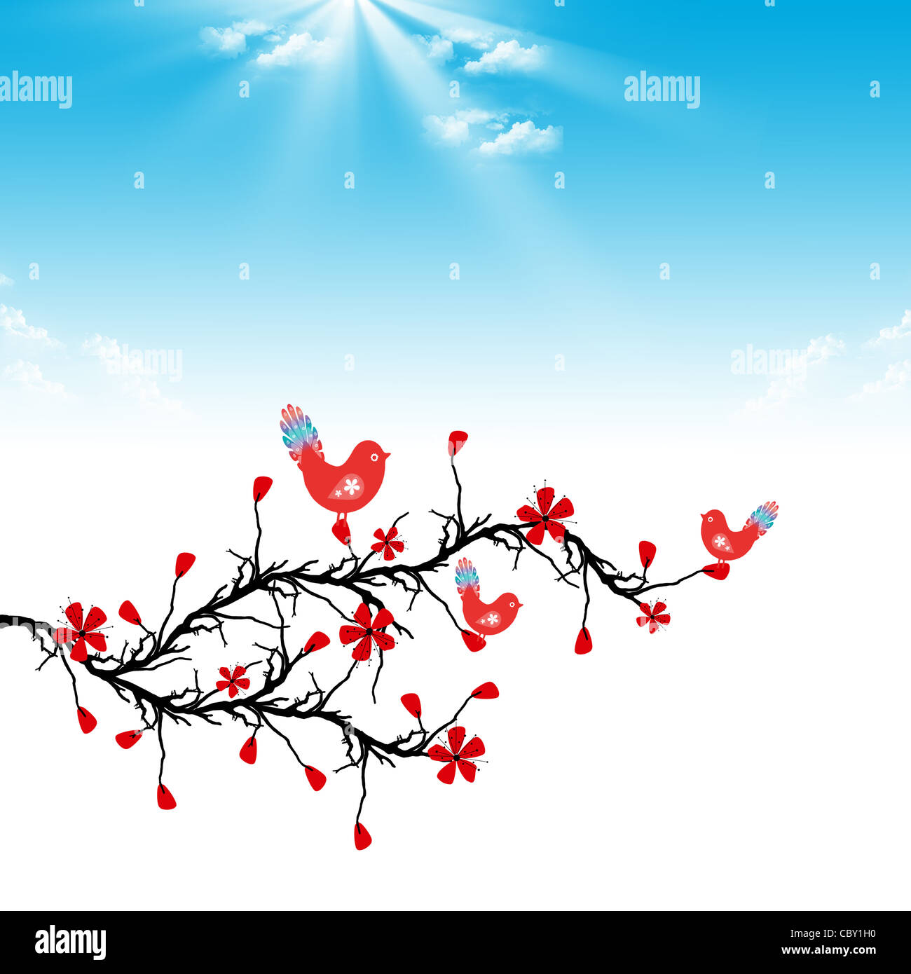 Cherry blossom tree birds on hi-res stock photography and images - Alamy