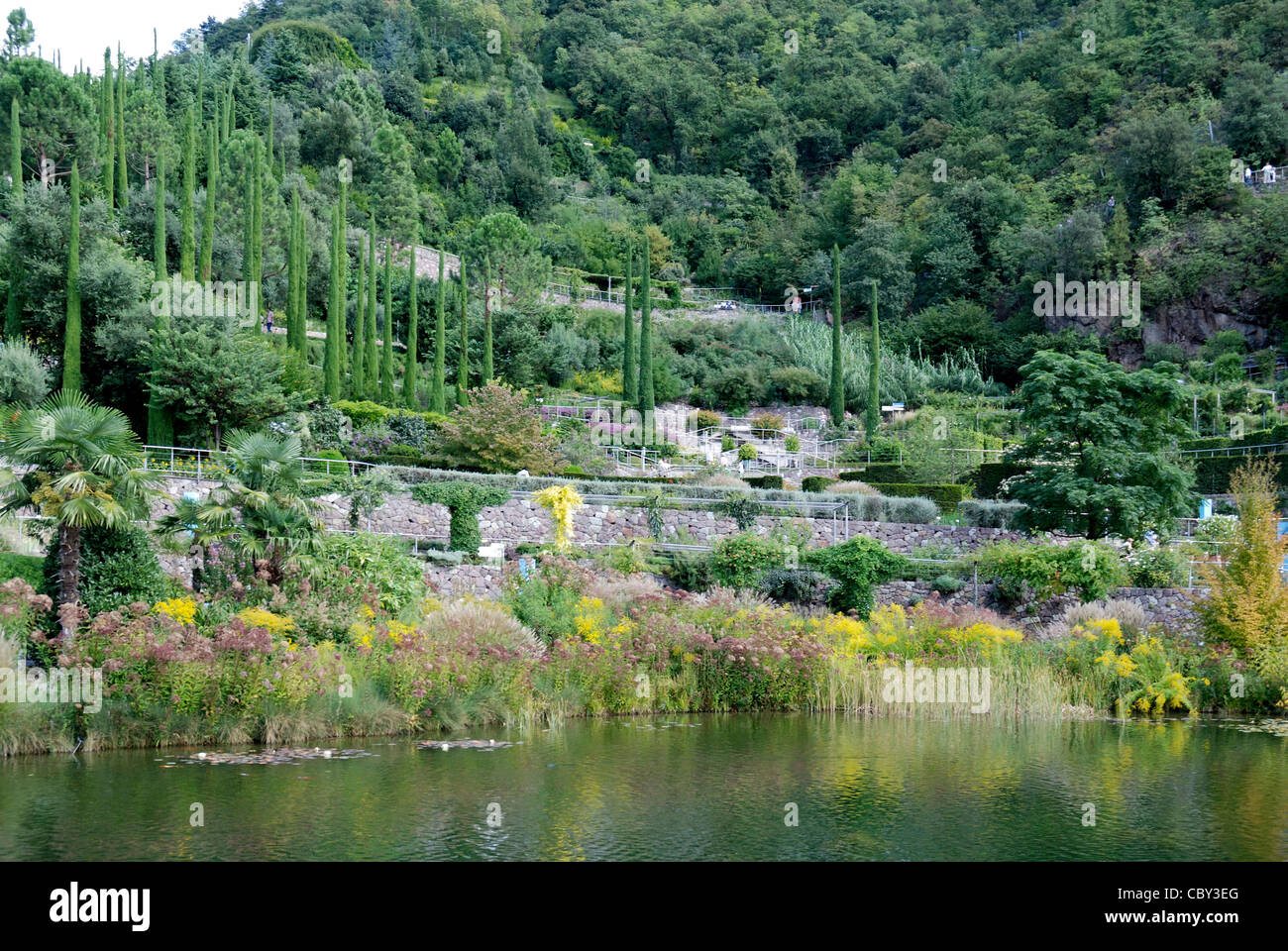 Botanic garden at the castle Trauttmansdorff of Merano in South Tyrol. Stock Photo