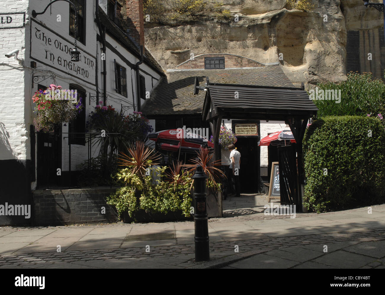 "The Olde Trip to Jerusalem" pub in Nottingham, UK. Reputed to be the oldest pub in England, it was established in 1189. Stock Photo