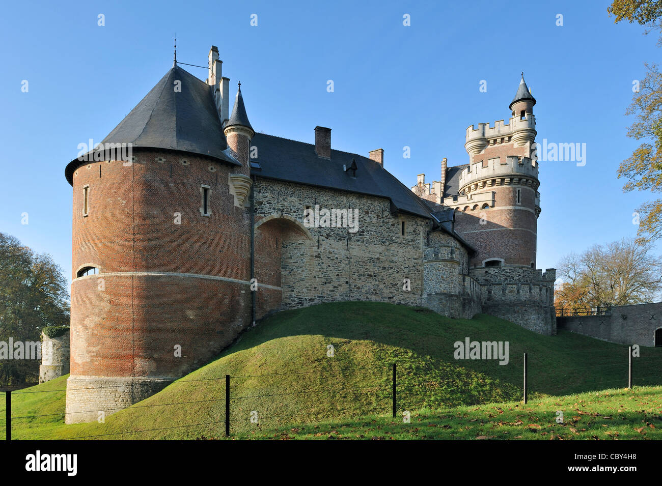 The medieval Gaasbeek Castle at Lennik, Belgium Stock Photo