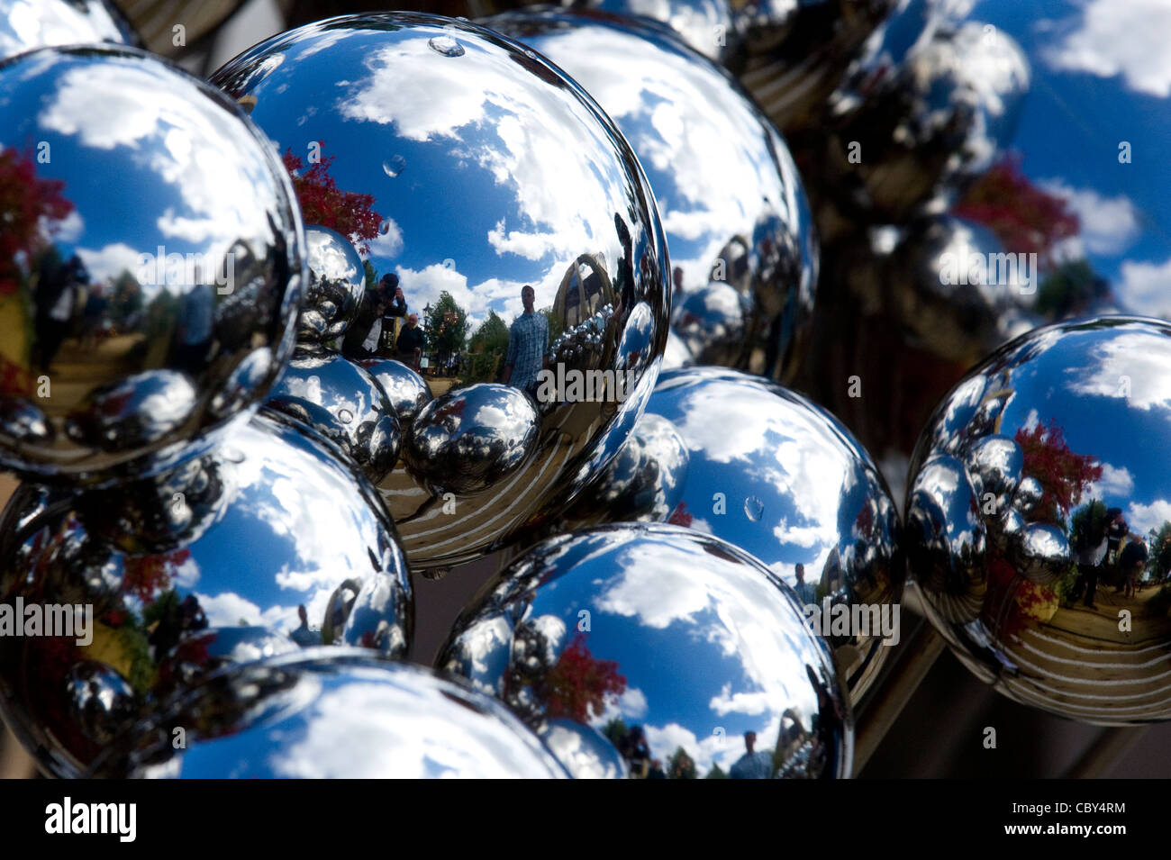 Silver Ornamental Reflective Balls on Display at the Royal Hampton