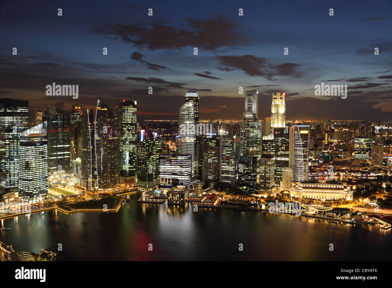 Downtown Skyline Singapore at twilight. Full view of business district. Stock Photo
